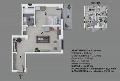 Apartament 2 Camere Otopeni | Mobilat, Utilat | Investitie | Parcare - 13