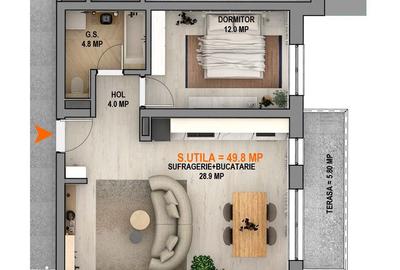 Apartament cu 2 camere decomandat în Central