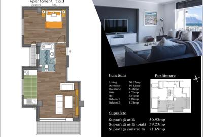 Apartament cu 2 camere semidecomandat în Mamaia - 13