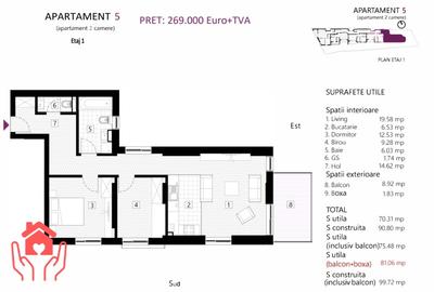 Apartament cu 3 camere semidecomandat în Eminescu - 12