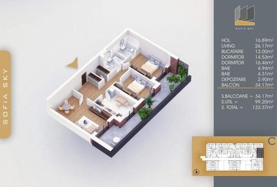 Apartament 3 camere SUPERB,Victor Brauner,Metrou Nicolae Teclu 8min - 2