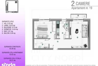 Apartament cu 2 camere în Tunari