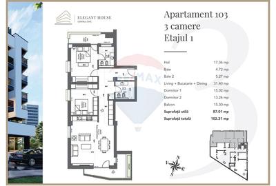 Apartament cu 3 camere decomandat în Centrul Civic - 2
