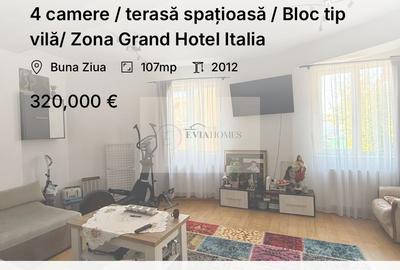 4 camere / terasă spațioasă / Bloc tip vilă/ Zona Grand Hotel Italia - 1
