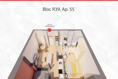 Apartament cu 2 camere decomandat, mobilat în UTA