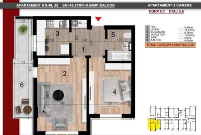 Apartament cu 2 camere decomandat în Popești-Leordeni