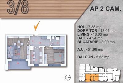 Piata Alba Iulia 2 camere decomandat 57 mp bloc tip BOUTIQUE