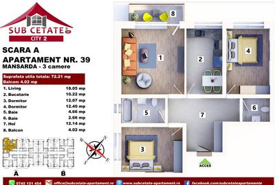 Apartament cu 3 camere decomandat în Sânpetru - 1