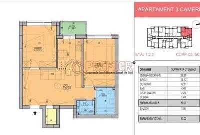 Apartament cu 3 camere în Central - 2