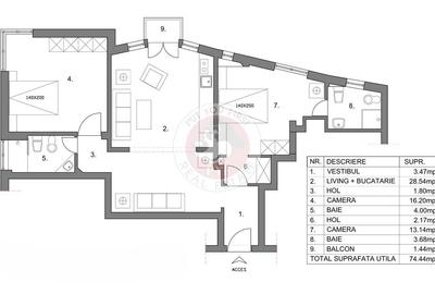 ASE | Apartament 3 camere | 75mp | 5mp boxa | Dec | B12255 - 5