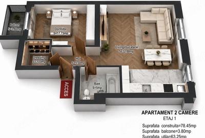 Apartament cu 2 camere decomandat în Jiului - 1