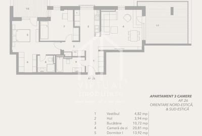 Apartament cu 3 camere semidecomandat în Aeroport - 3