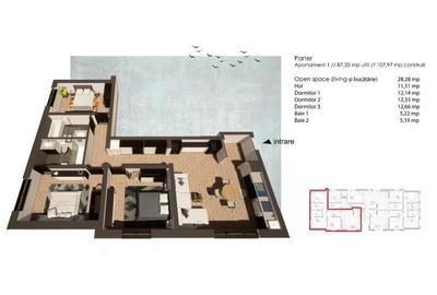 Tautii Magheraus (central) - BLOC NOU - ap. 3 camere, balcon - 1