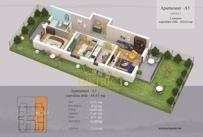 Apartament superb cu 3 camere si gradina de 73mpI Giroc - 9