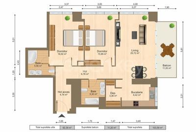 Apartament cu 3 camere in complex | terasa cu vedere - 12