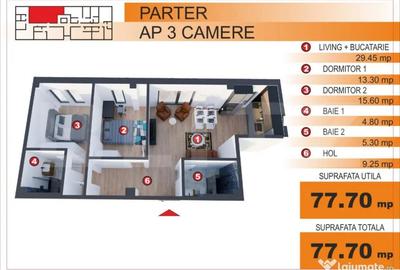 Apartament cu 3 camere în George Enescu - 1