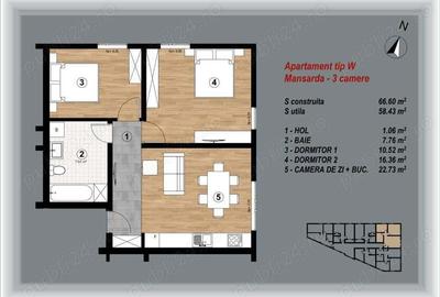 Central (zona intersectia MARINEX) - BLOC NOU - apartamente cu 3 camere - 3