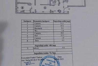 Apartament cu 3 camere decomandat în Central