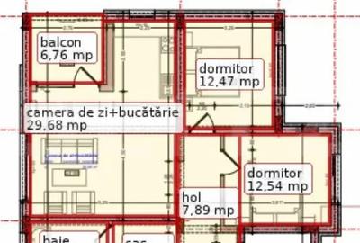 Apartament cu 3 camere semidecomandat în Central