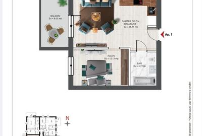 Apartament tip Tip studiou cu dormitor - 19