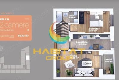 Liviu Rebreanu-Auchan Titan - 2 camere decomandat 56.43 mp - 3