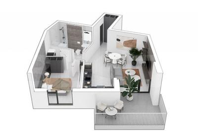 Apartament cu 2 camere 52,65 mp, bucatarie mobilata si utila - 2