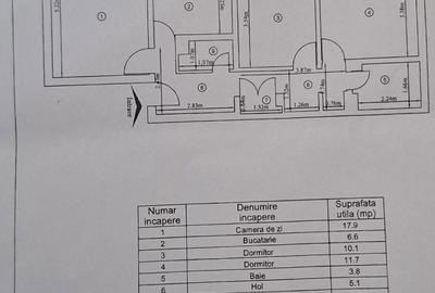 Apartament cu 3 camere decomandat în Frumoasa