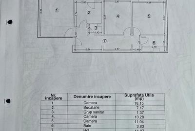 Dacia - ap 3 cam , parter/4 , dec, Suprafata 68,1 mp - 1