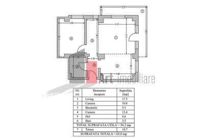 Apartament cu 3 camere semidecomandat în Roșu