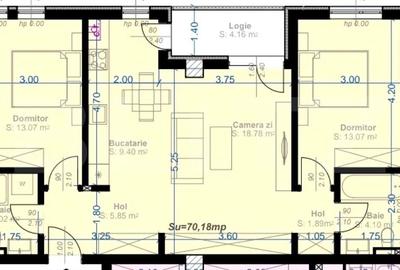 Apartament 3 camere, 70 mp utili, zona Aradului