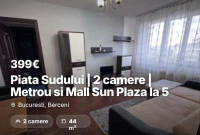 Apartament cu 2 camere semidecomandat, mobilat în Berceni
