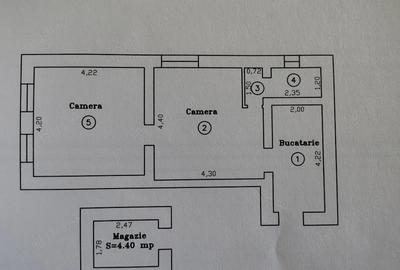 Apartament cu 2 camere semidecomandat în Exterior Vest