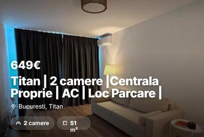 Apartament cu 2 camere decomandat, mobilat în Titan