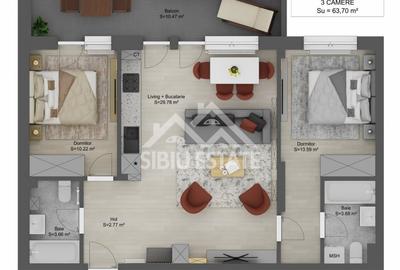 Apartament 3 camere de vanzare - Shopping City Sibiu - 2