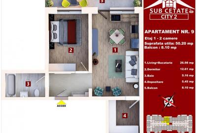 Studio 50 mp + balcon - 1