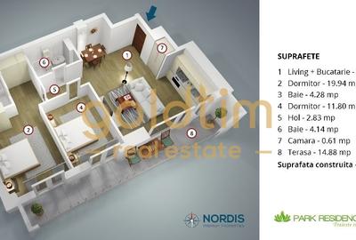 Apartament cu 3 camere decomandat, mobilat în Băneasa - 15