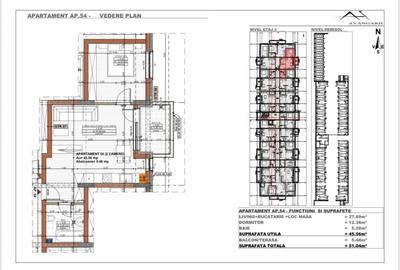 Apartament 2 camere , 45,56 mp, etaj 3 , zona Cetatii - 1