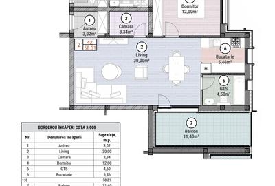 Apartament cu 2 camere decomandat în Moșnița Nouă - 10
