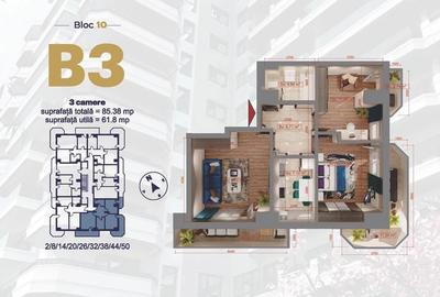 Apartament cu 3 camere decomandat în Rediu - 4