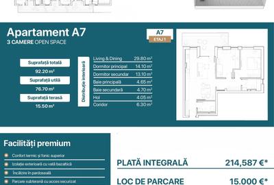 Apartament cu 3 camere semidecomandat în Torontalului - 1