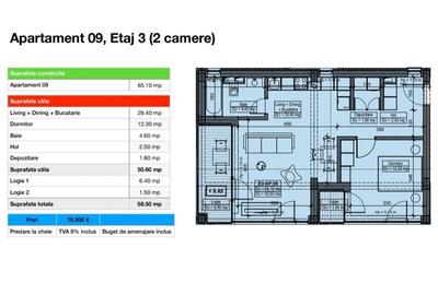 Navodari - Centru, apartamente cu 2 camere, 58 mp, la cheie - 1
