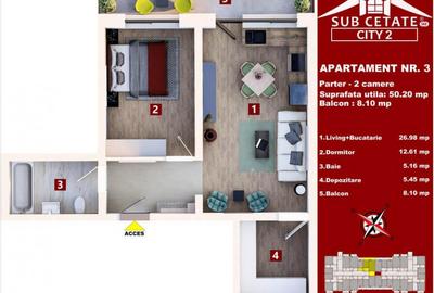 Studio 50 mp + balcon - 1