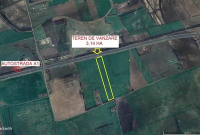 3,14 ha teren langa autostrada A1, pret de ocazie
