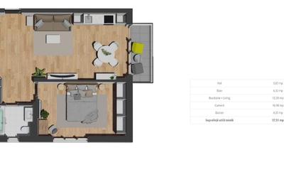 Apartament cu 2 camere semidecomandat în Mănăștur