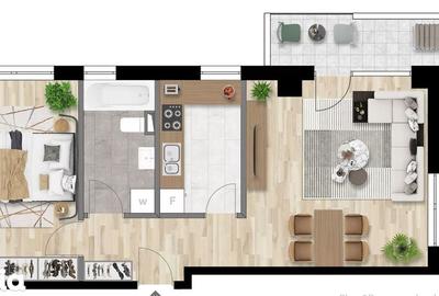 Apartament cu 2 camere decomandat în Între Lacuri - 11
