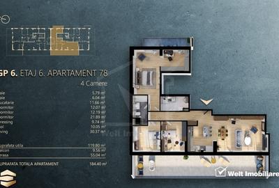 De vanzare apartament de 4 camere 120mp, terasa - 2