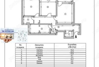 Apartament cu 3 camere decomandat în Micro 14 - 1