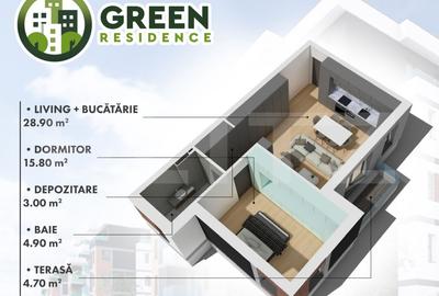 Apartament 2 camere , 52.60 mp , Green Residence - 11