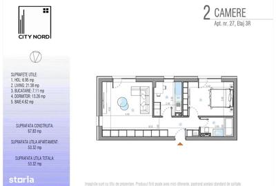 Apartament cu 2 camere în Tunari - 3