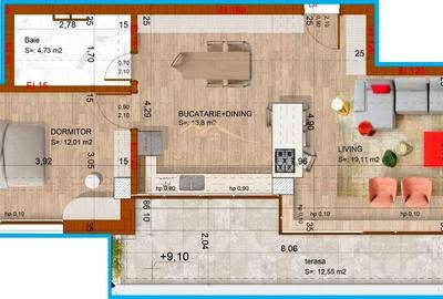 Apartament cu 2 camere semidecomandat în Domenii - 14